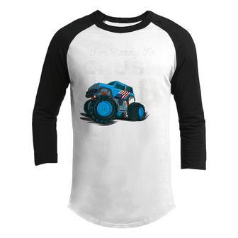 8Th Birthday Gifts Boys Im Ready To Crush 8 Monster Truck Youth Raglan Shirt - Thegiftio UK