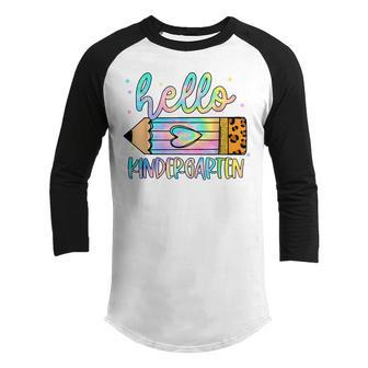Back To School Hello Kindergarten Leopard Tie Dye Pencil Kid Youth Raglan Shirt - Thegiftio UK