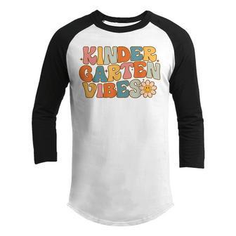 Back To School Kindergarten Vibes Retro Teacher Women Kids Youth Raglan Shirt - Thegiftio UK