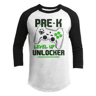 Back To School Pre-K Unlocked Level Up Gamer Kids Boy Youth Raglan Shirt - Thegiftio UK