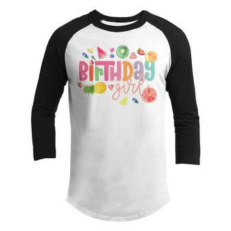 Birthday Girl Twotii Frutti Two Year Old Fruit Tropical 2 Yr Youth Raglan Shirt - Thegiftio UK