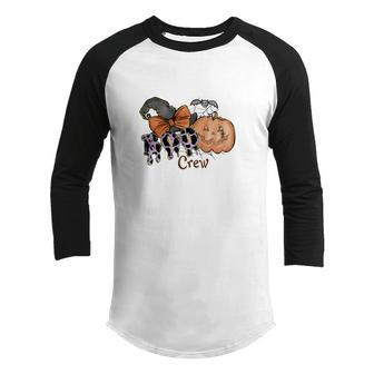 Boo Crew Pumpkin Gnomes Hat Bow Halloween Youth Raglan Shirt - Seseable