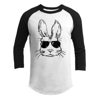 Bunny Face With Sunglasses For Boys Men Kids Easter Day Youth Raglan Shirt - Thegiftio UK