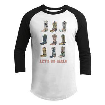 Cowgirl Boot Lets Go Girls Howdy Western Cowgirl Youth Raglan Shirt - Thegiftio UK