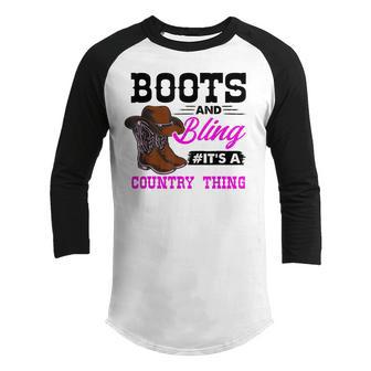 Cowgirl Boots Bling Vintage Country Southern Rodeo Western Youth Raglan Shirt - Thegiftio UK