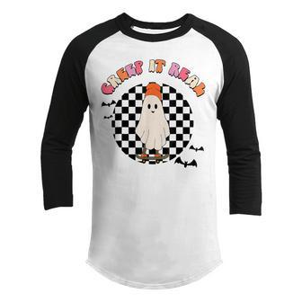 Creep It Real Ghost Boy Vintage Retro Halloween Fall Season Youth Raglan Shirt - Thegiftio UK