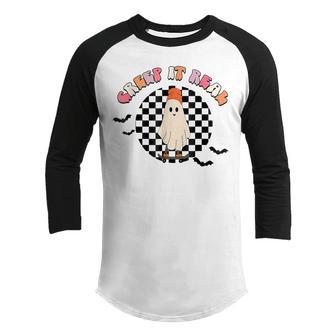 Creep It Real Ghost Halloween Sweating Sucks Skeleton Boys Youth Raglan Shirt - Thegiftio UK