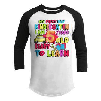 Cute My 1St Day Of Kindergarten And Ready To Learn Youth Raglan Shirt - Thegiftio UK