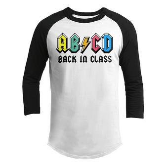 Cute Teacher Abcd Back In Class Colorful Back To School Rock V2 Youth Raglan Shirt - Thegiftio UK