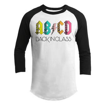 Cute Teacher Abcd Back In Class Colorful Back To School Rock V3 Youth Raglan Shirt - Thegiftio UK