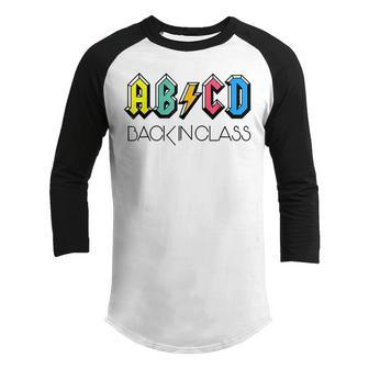 Cute Teacher Abcd Back In Class Colorful Back To School Rock Youth Raglan Shirt - Thegiftio UK
