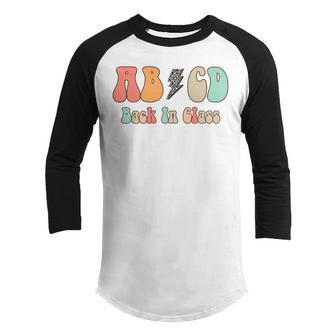 Cute Teacher Colorful Back To School Rock Abcd Back In Class Youth Raglan Shirt - Thegiftio UK
