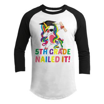 Dabbing Unicorn 5Th Grade Girls Boys Graduation Youth Raglan Shirt - Thegiftio UK