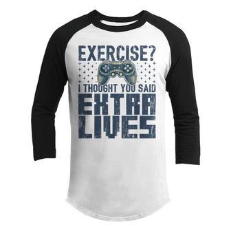 Extra Lives Funny Video Game Controller Retro Gamer Boys V4 Youth Raglan Shirt - Thegiftio UK