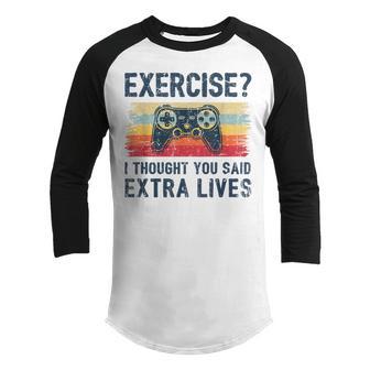 Extra Lives Funny Video Game Controller Retro Gamer Boys V5 Youth Raglan Shirt - Thegiftio UK