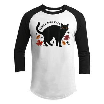 Feral Girl Fall Black Cat Youth Raglan Shirt - Thegiftio UK