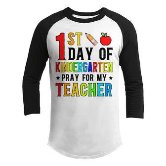 First Day Of Kindergarten Pray For My Teacher Back To School V2 Youth Raglan Shirt - Thegiftio UK