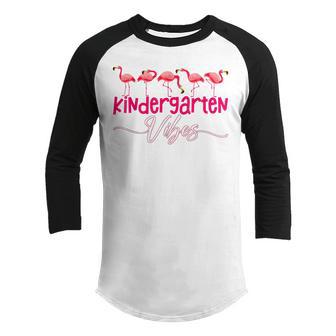 Flamingo Back To School Kindergarten Vibes Girls Kids Youth Raglan Shirt - Thegiftio UK