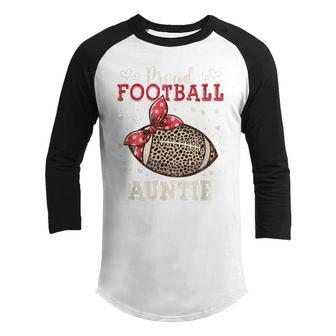 Funny Proud Football Auntie Leopard Game Day Players Youth Raglan Shirt - Thegiftio UK