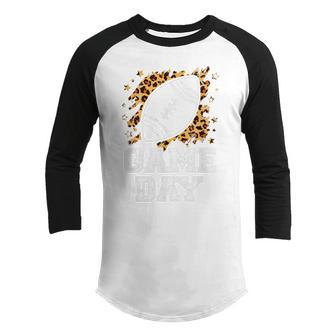 Funny Retro American Football Game Day Leopard Print Sport Youth Raglan Shirt - Thegiftio UK
