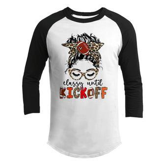 Game Day Classy Until Kickoff American Retro Football Vibes Youth Raglan Shirt - Thegiftio UK