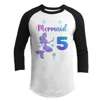 Girls 5Th Birthday - This Mermaid Is 5 Youth Raglan Shirt - Thegiftio UK