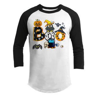 Halloween Boo Owl With Witch Hat Spiders Boys Girls Kids V2 Youth Raglan Shirt - Thegiftio UK