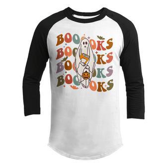 Halloween Booooks Cute Ghost Boo Reading Books Adults Kids Youth Raglan Shirt - Thegiftio UK