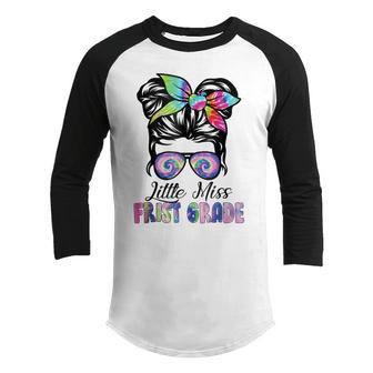 Happy Back To School Little Miss First Grade Girls Youth Raglan Shirt - Thegiftio UK