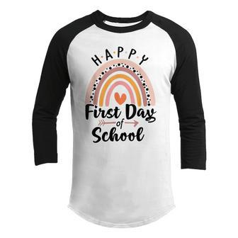 Happy First Day Of School Rainbow Cute Back To School Youth Raglan Shirt - Thegiftio UK