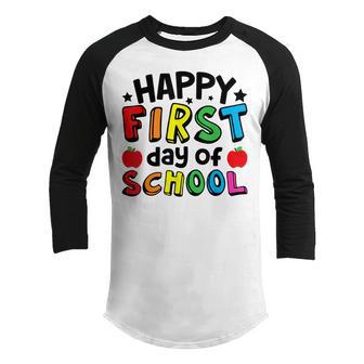 Happy First Day Of School Teacher Back To School Student Youth Raglan Shirt - Thegiftio UK
