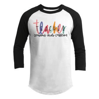 Happy Last Day Of School - Teachers Crayons Kids Caffeine Youth Raglan Shirt - Thegiftio UK
