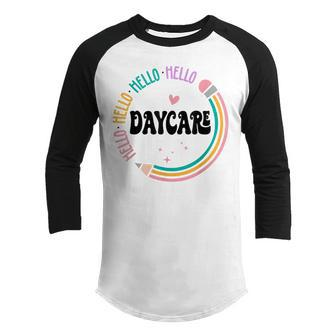 Hello Daycare Messy Bun Girl Tie Dye Back To School Gifts Youth Raglan Shirt - Thegiftio UK