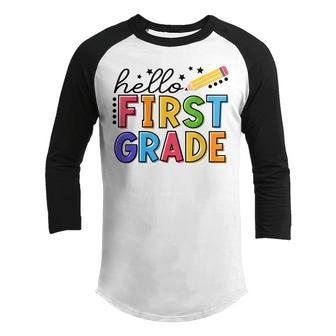 Hello First Grade 1St Grade Back To School V2 Youth Raglan Shirt - Thegiftio UK