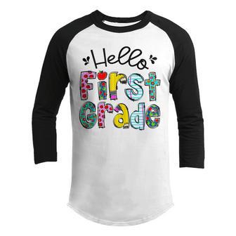 Hello First Grade 1St Grade Back To School V3 Youth Raglan Shirt - Thegiftio UK