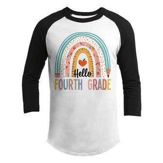 Hello Fourth Grade Boho Rainbow Teacher Back To School Youth Raglan Shirt - Thegiftio UK