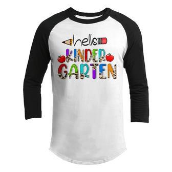 Hello Kindergarten Leopard Back To School Teacher Student Youth Raglan Shirt - Thegiftio UK