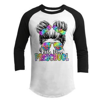 Hello Preschool Messy Bun First Day Of School Girls Youth Raglan Shirt - Thegiftio UK