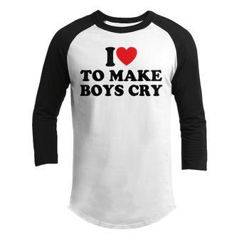 I Love To Make Boys Cry V2 Youth Raglan Shirt - Thegiftio UK