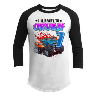 Im Ready To Crush 7 Monster Truck 7Th Birthday Gift Boys Youth Raglan Shirt - Thegiftio UK
