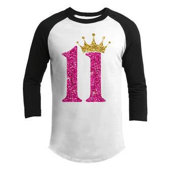 Kids 11 Year Old Gifts 11Th Birthday Girl Golden Crown Party Youth Raglan Shirt - Thegiftio UK