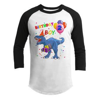 Kids 2 Year Old Gifts Rawr Im 2Nd Birthday Boy Dinosaur T Rex Youth Raglan Shirt - Thegiftio UK