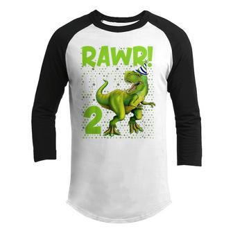 Kids 2 Year Old Gifts Rawr Im 2Nd Birthday Boy Dinosaur T Rex Youth Raglan Shirt - Thegiftio UK