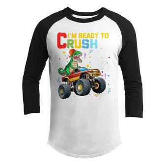 Kids 2 Year Old Monster Truck Dinosaur 2Nd Birthday Boys T Rex Youth Raglan Shirt - Thegiftio UK