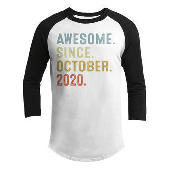 Kids 2 Years Old Gifts Awesome Since October 2020 2Nd Birthday Youth Raglan Shirt - Thegiftio UK
