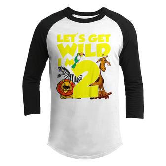 Kids 2 Years Old Gifts Lets Get Wild Im 2Nd Birthday Zoo Animal Youth Raglan Shirt - Thegiftio UK