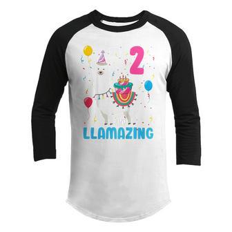 Kids 2Nd Birthday I Am 2 Years Old And Llamazing Llama Girl Ns Youth Raglan Shirt - Thegiftio UK