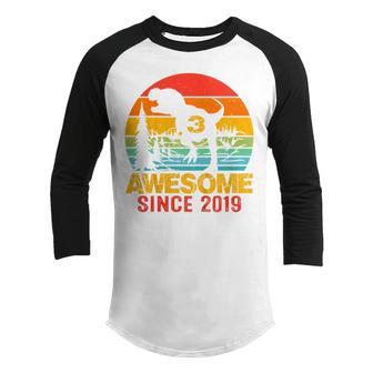 Kids 3 Year Old Gift Dinosaur Awesome Since 2019 3Rd Birthday Boy V2 Youth Raglan Shirt - Thegiftio UK