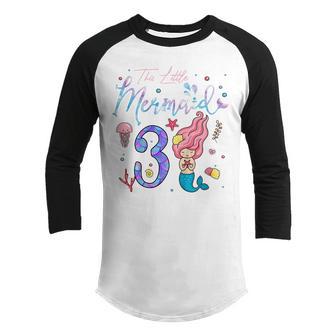 Kids 3 Year Old Gift This Mermaid Is 3Rd Birthday Girl Daughter Youth Raglan Shirt - Thegiftio UK