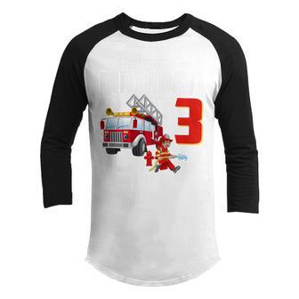 Kids 3 Year Old Gifts Its My 3Rd Birthday Boy Fire Truck Fireman Youth Raglan Shirt - Thegiftio UK